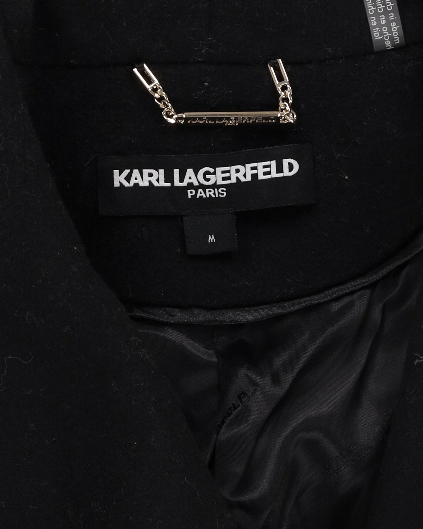 Karl Lagerfeld Long Black Wool Overcoat - S