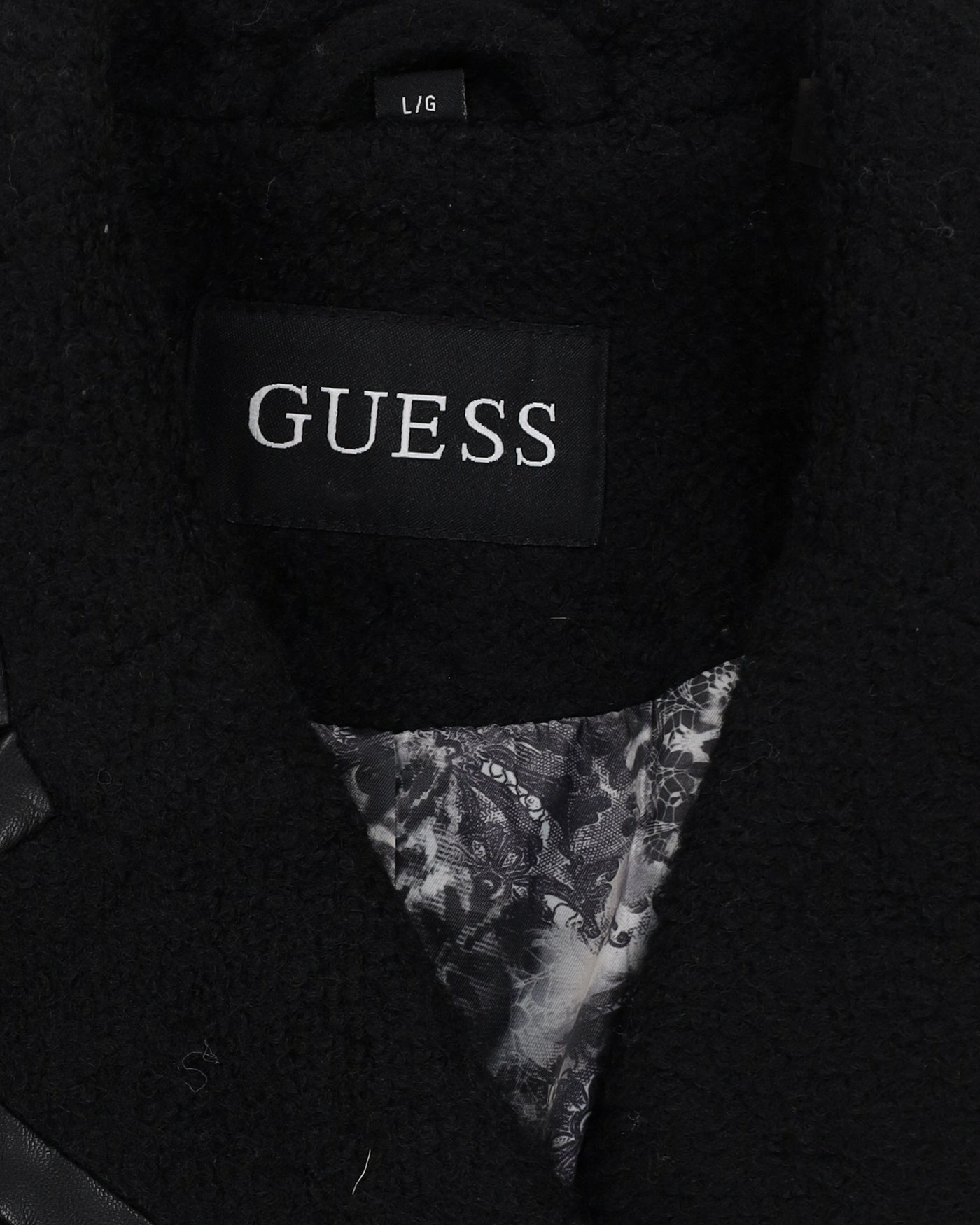 Guess Black Wool Overcoat - M