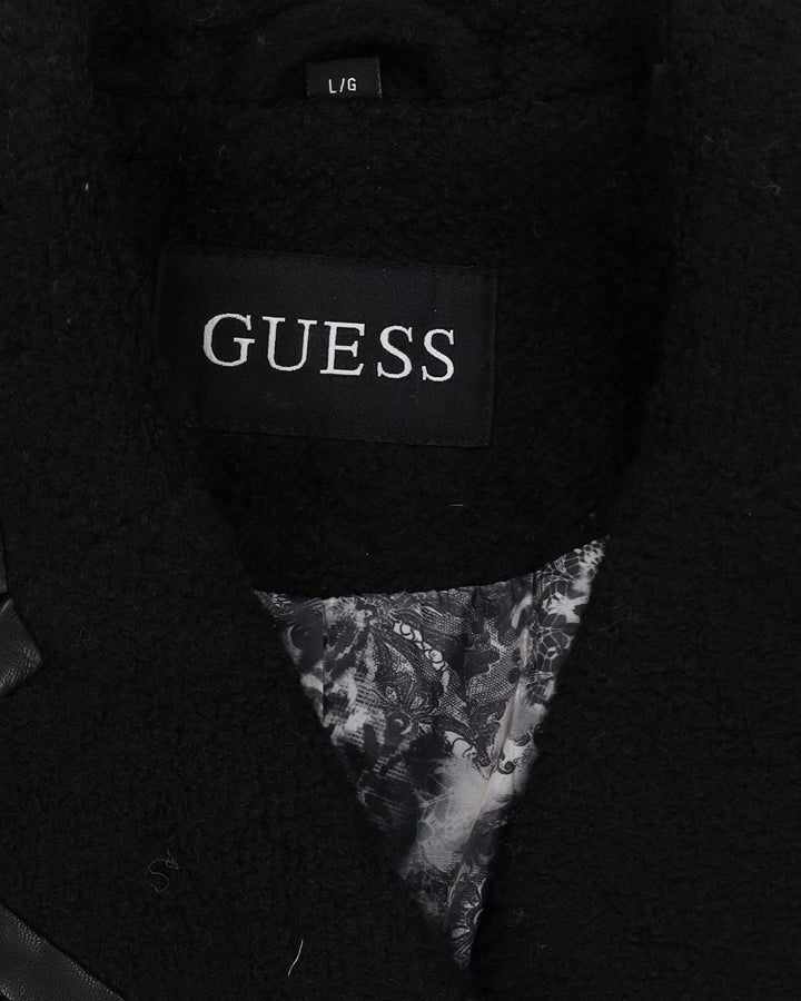 Guess Black Wool Overcoat - M