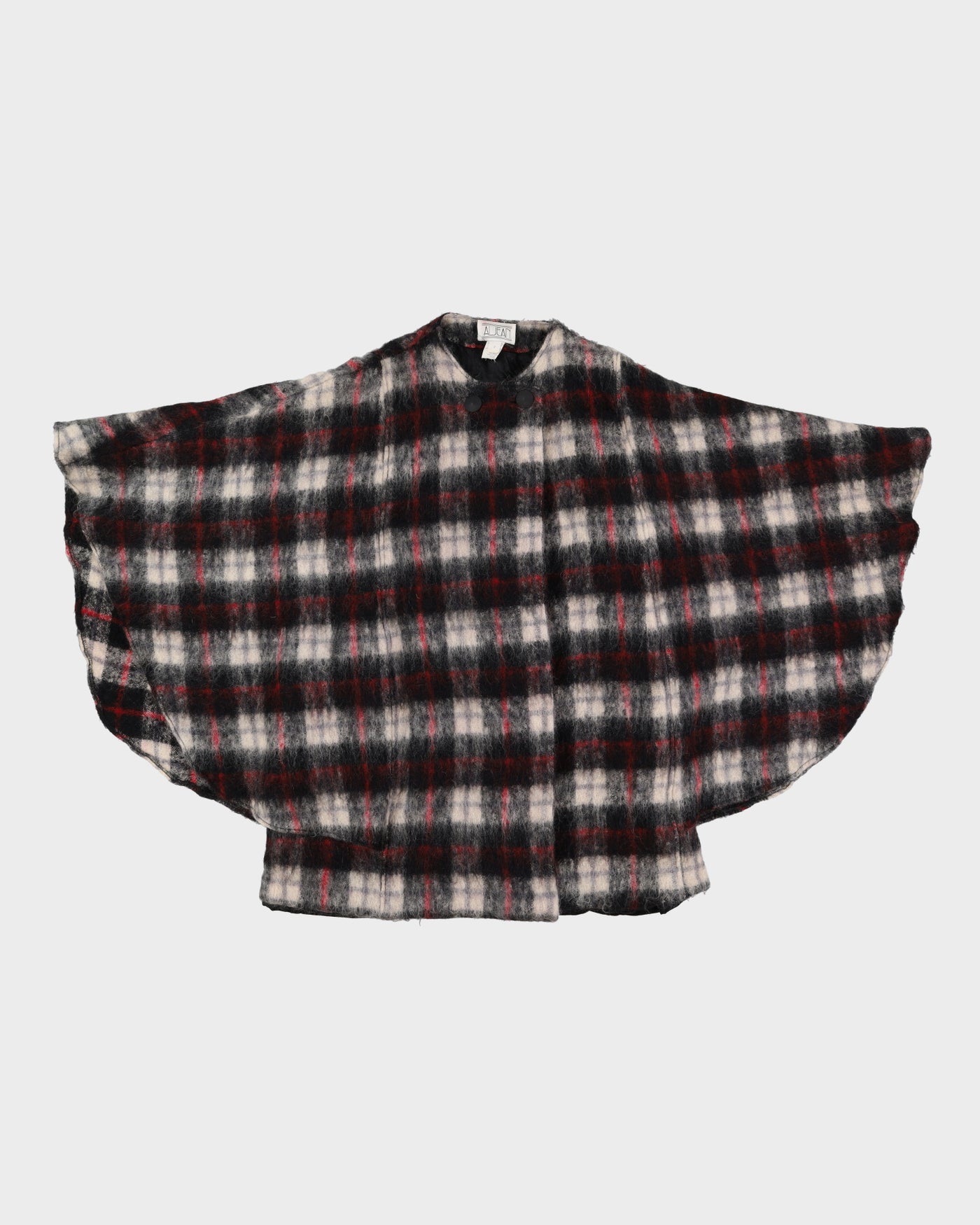 1980s Mohair And Wool Plaid Poncho - L