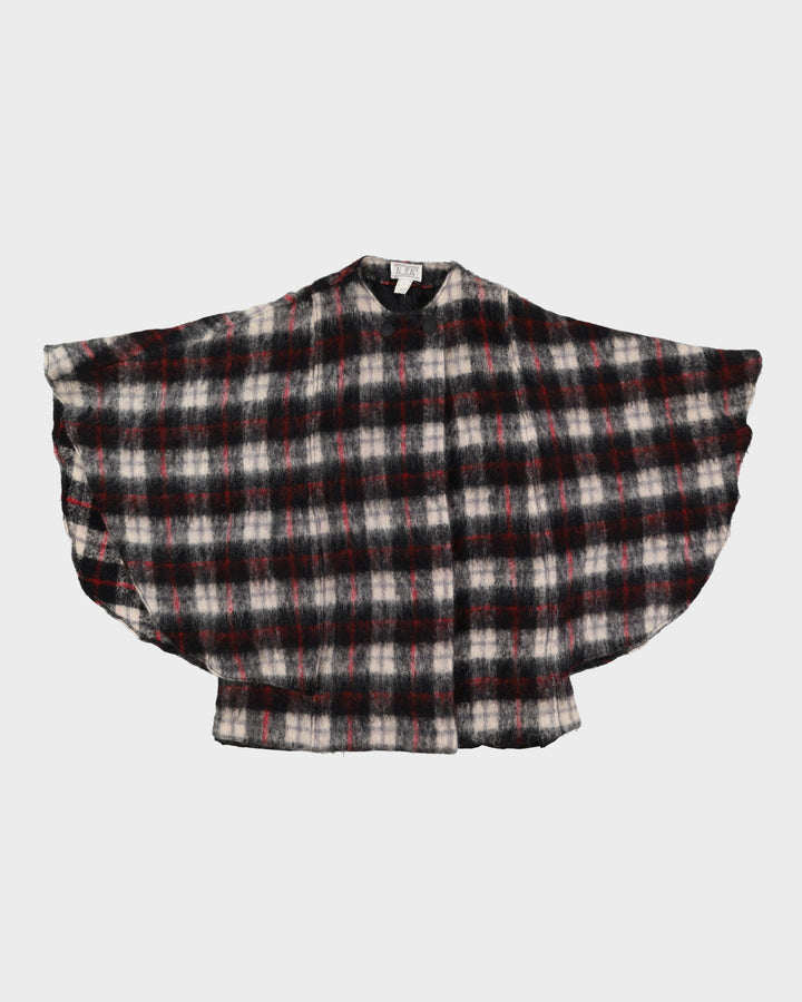 1980s Mohair And Wool Plaid Poncho - L