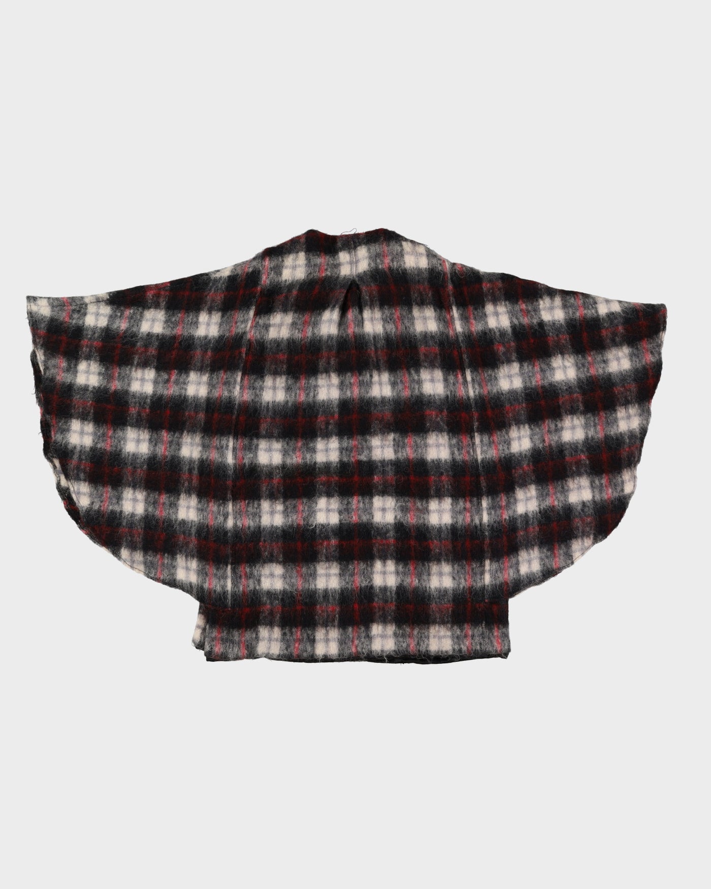 1980s Mohair And Wool Plaid Poncho - L
