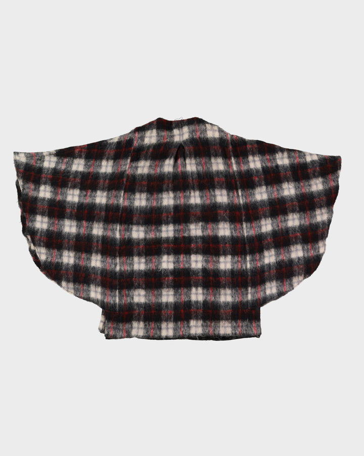 1980s Mohair And Wool Plaid Poncho - L