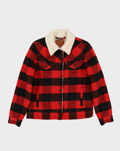 Levi's Red And Black Checked Sherpa Lined Jacket - XS