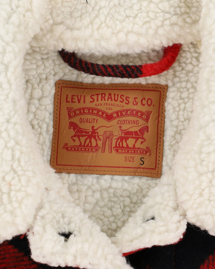 Levi's Red And Black Checked Sherpa Lined Jacket - XS