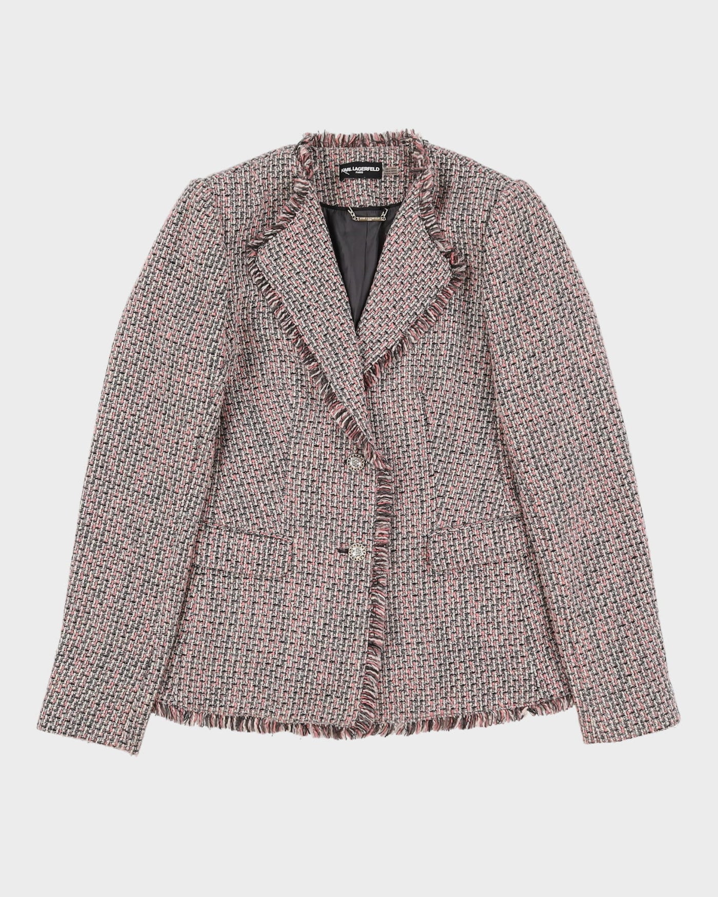Karl Lagerfeld Pink And Black Woven Blazer - S