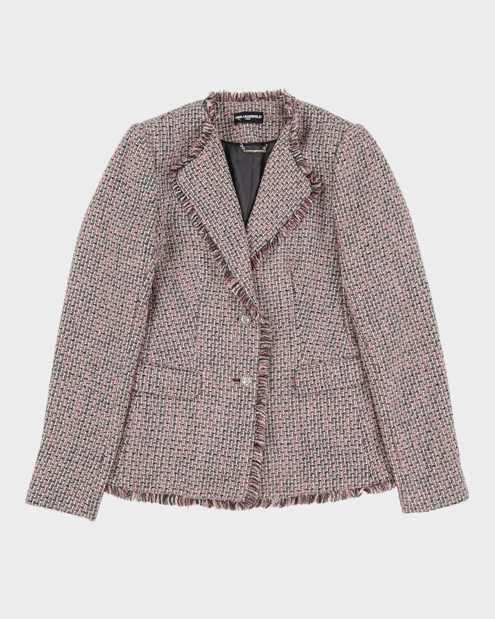 Karl Lagerfeld Pink And Black Woven Blazer - S
