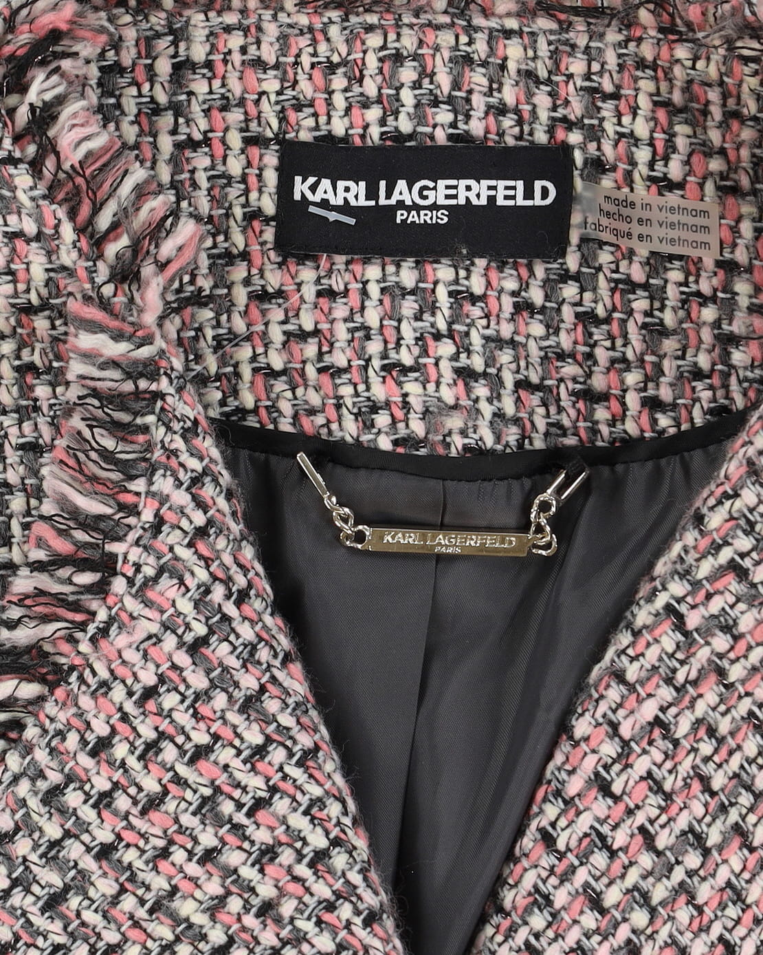 Karl Lagerfeld Pink And Black Woven Blazer - S