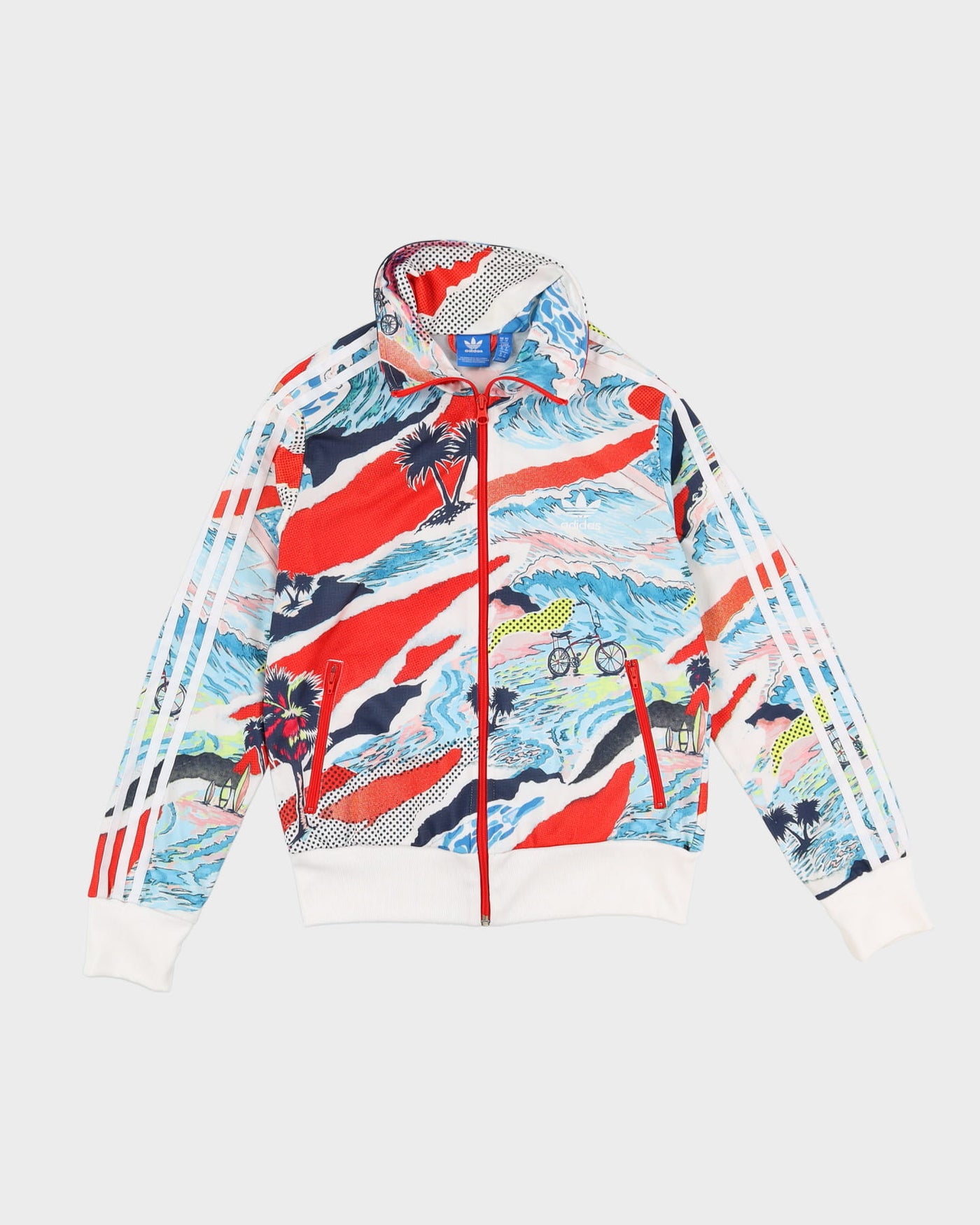 Adidas Blue / Red / White Bike Patterned Track Jacket - M