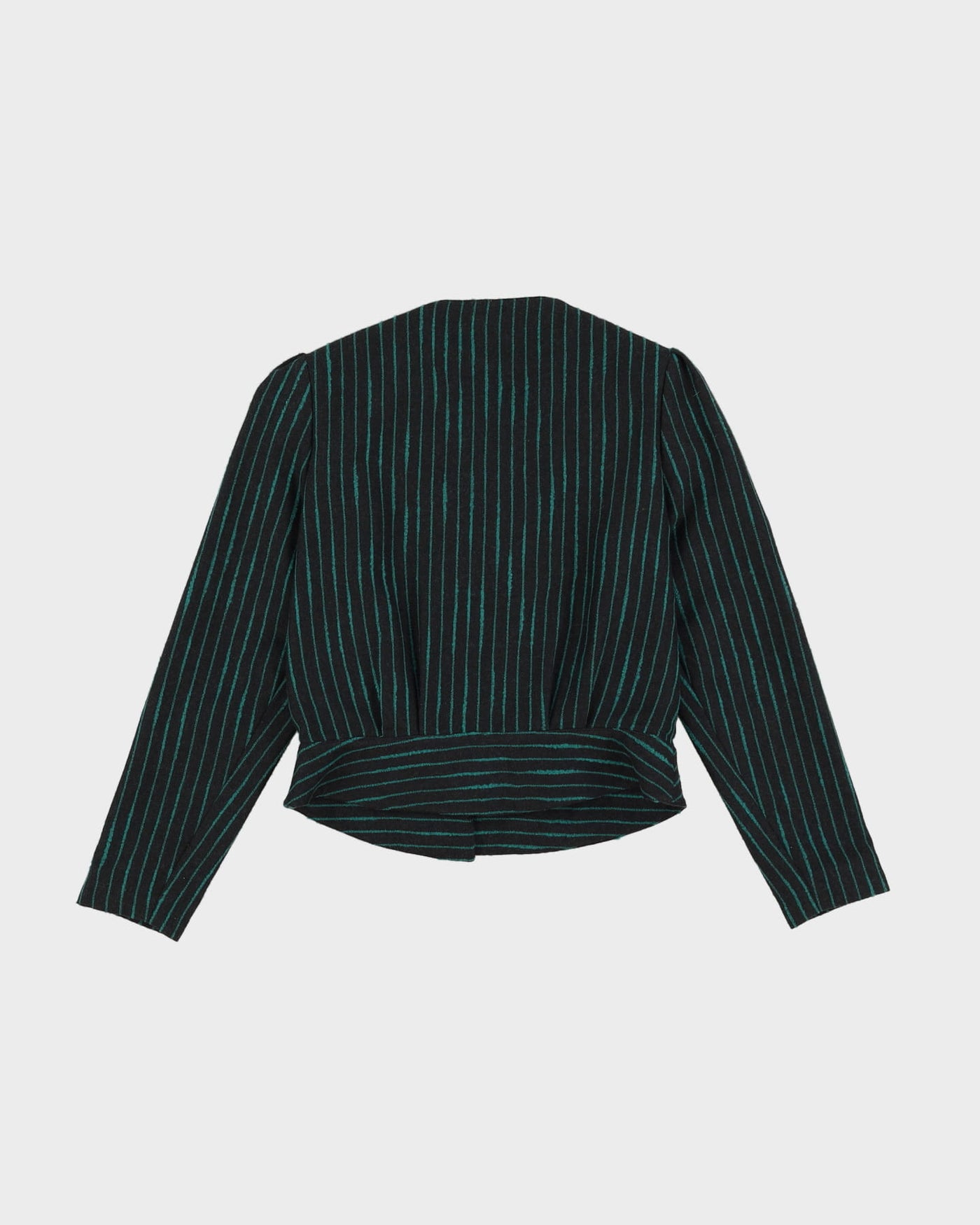 1990s Grey And Green Striped Blazer Jacket - S