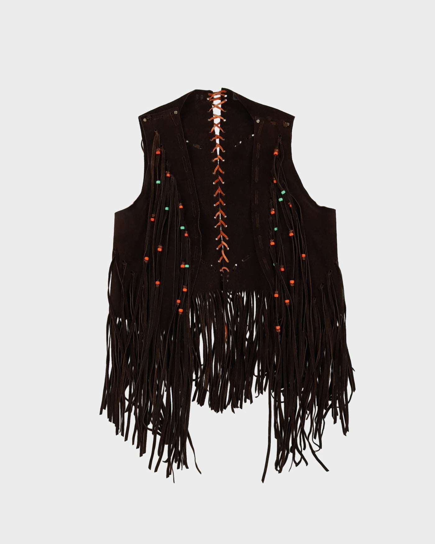 1970s Brown Suede Fringed Waistcoat - M / L
