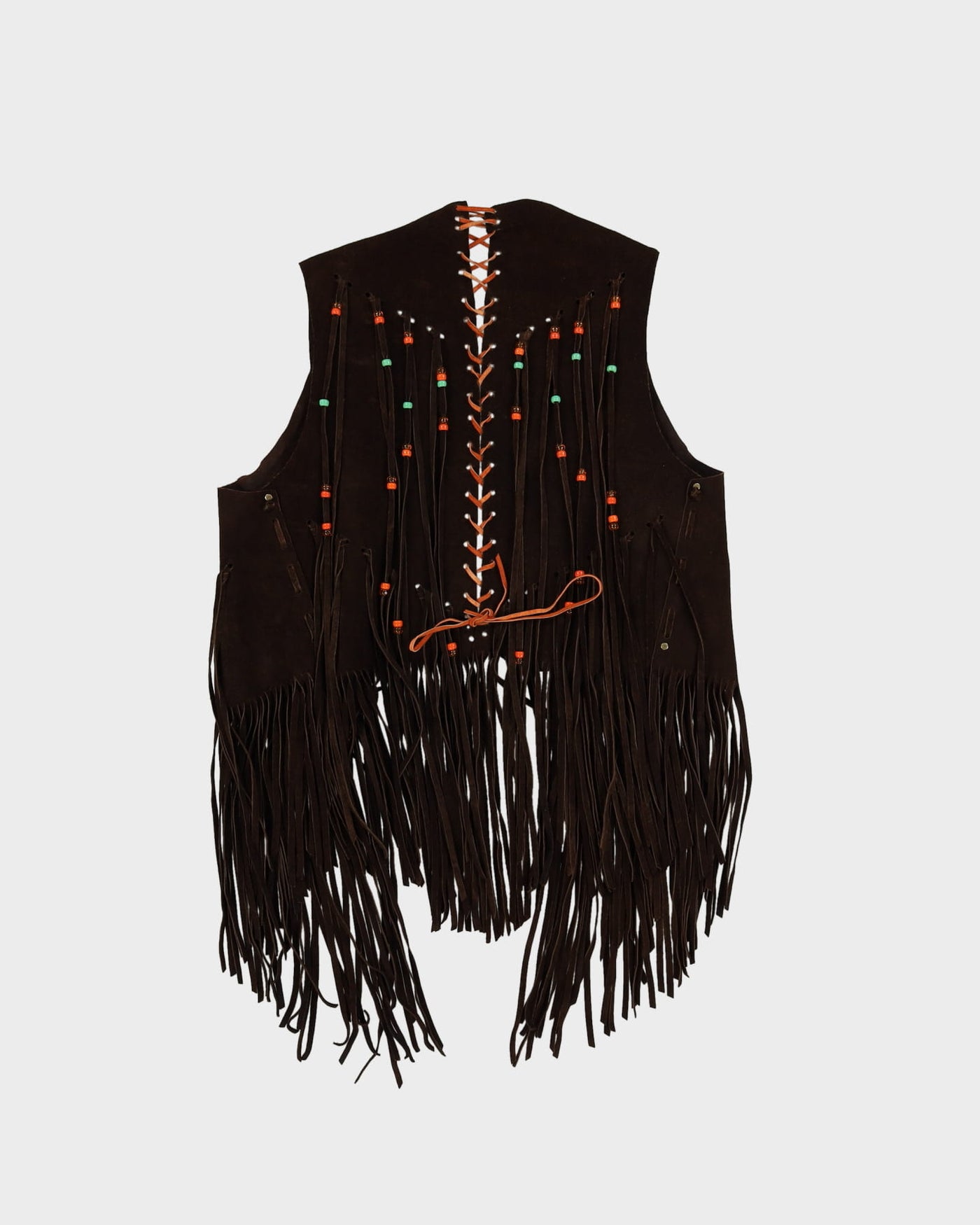 1970s Brown Suede Fringed Waistcoat - M / L