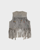 1970s Grey Suede Fringed Waistcoat - S / M