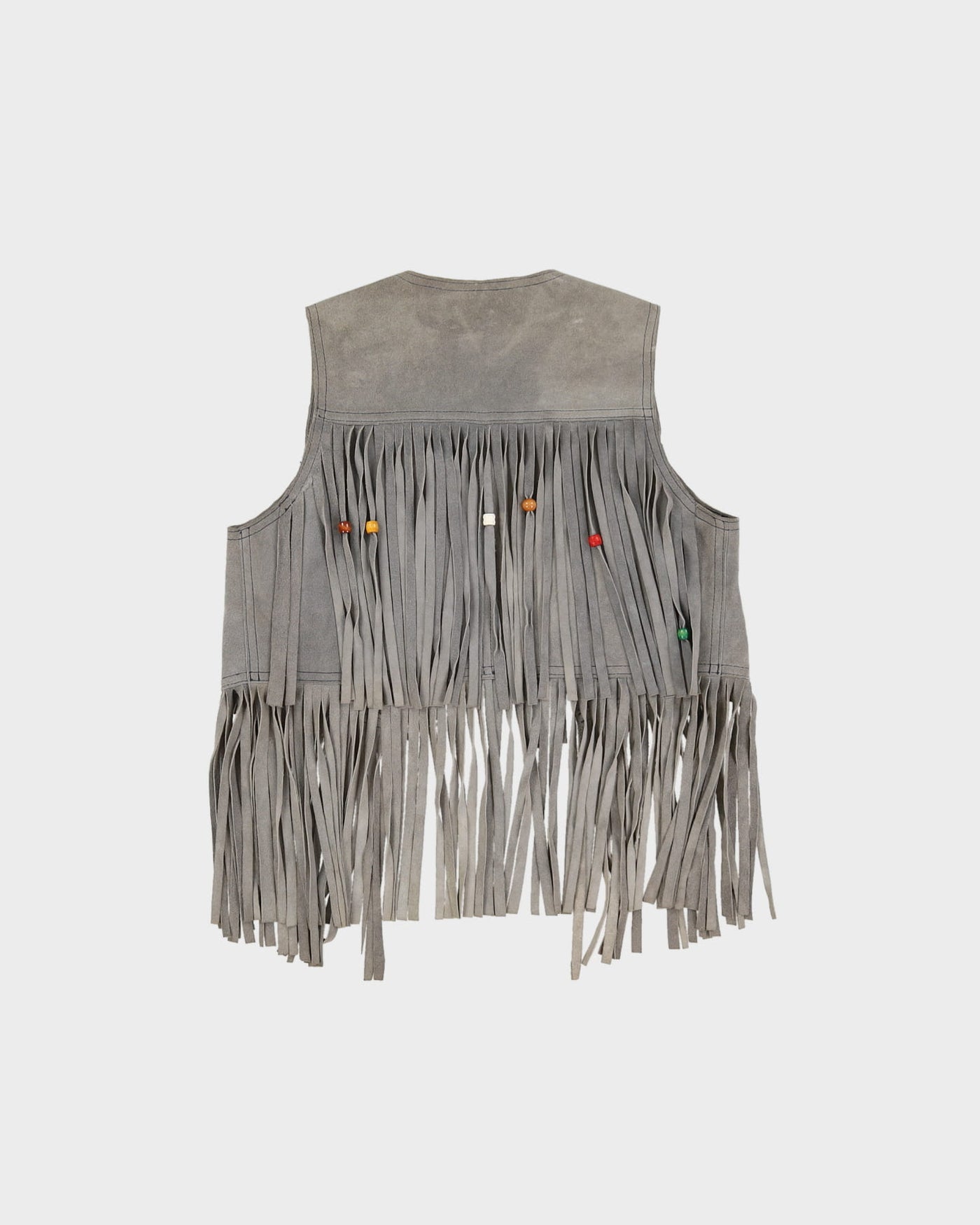 1970s Grey Suede Fringed Waistcoat - S / M