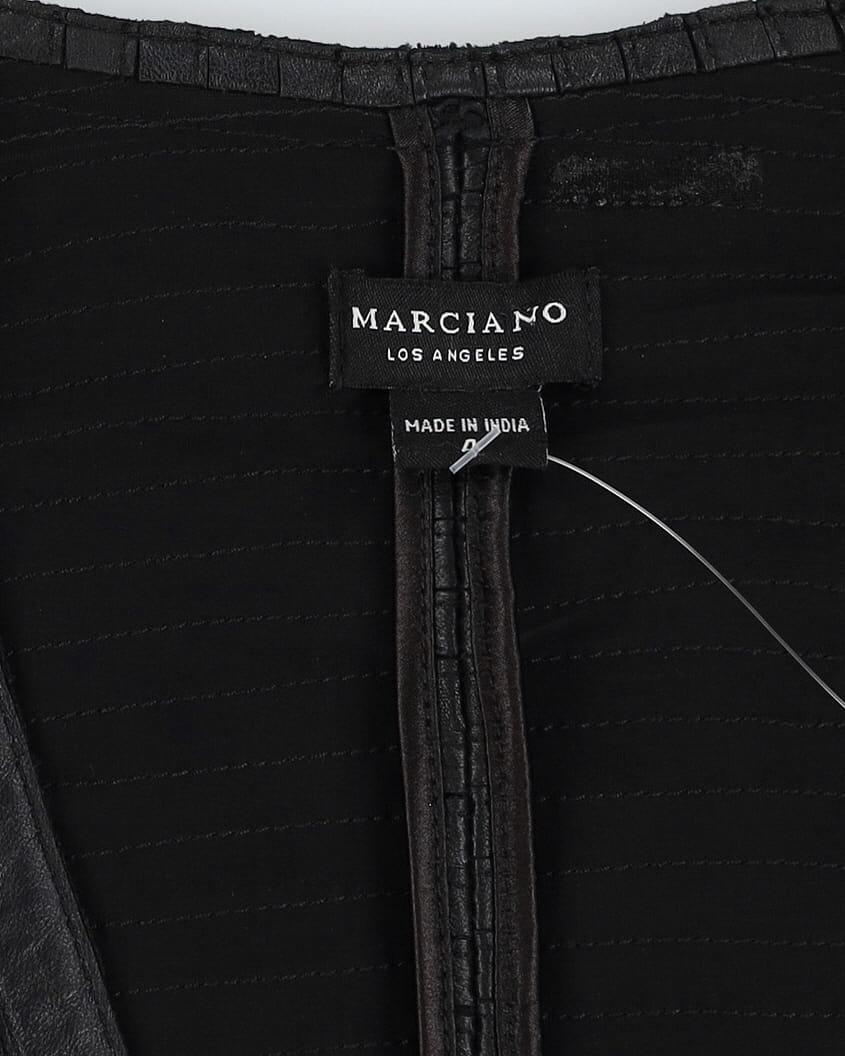 Marciano L A Black Leather Asymmetric Jacket - XS