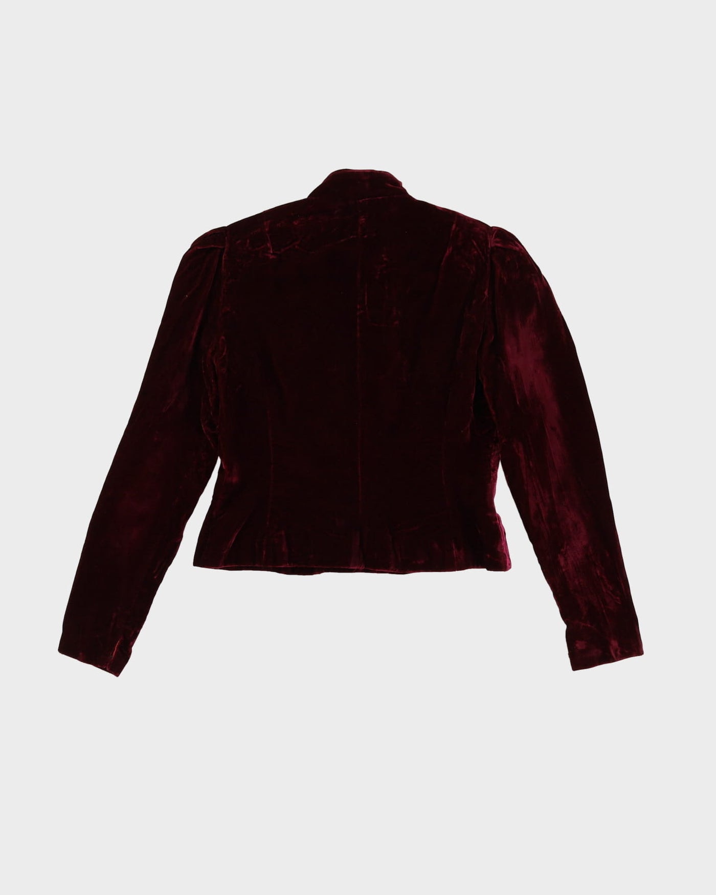1950s Burgundy Velvet Embroidered Evening Jacket - S