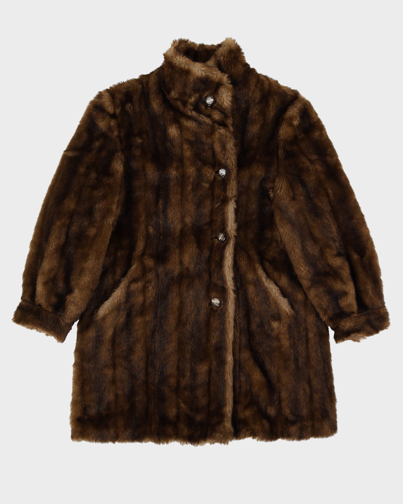 1980s Brown Faux Fur Short Coat - M