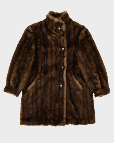 1980s Brown Faux Fur Short Coat - M