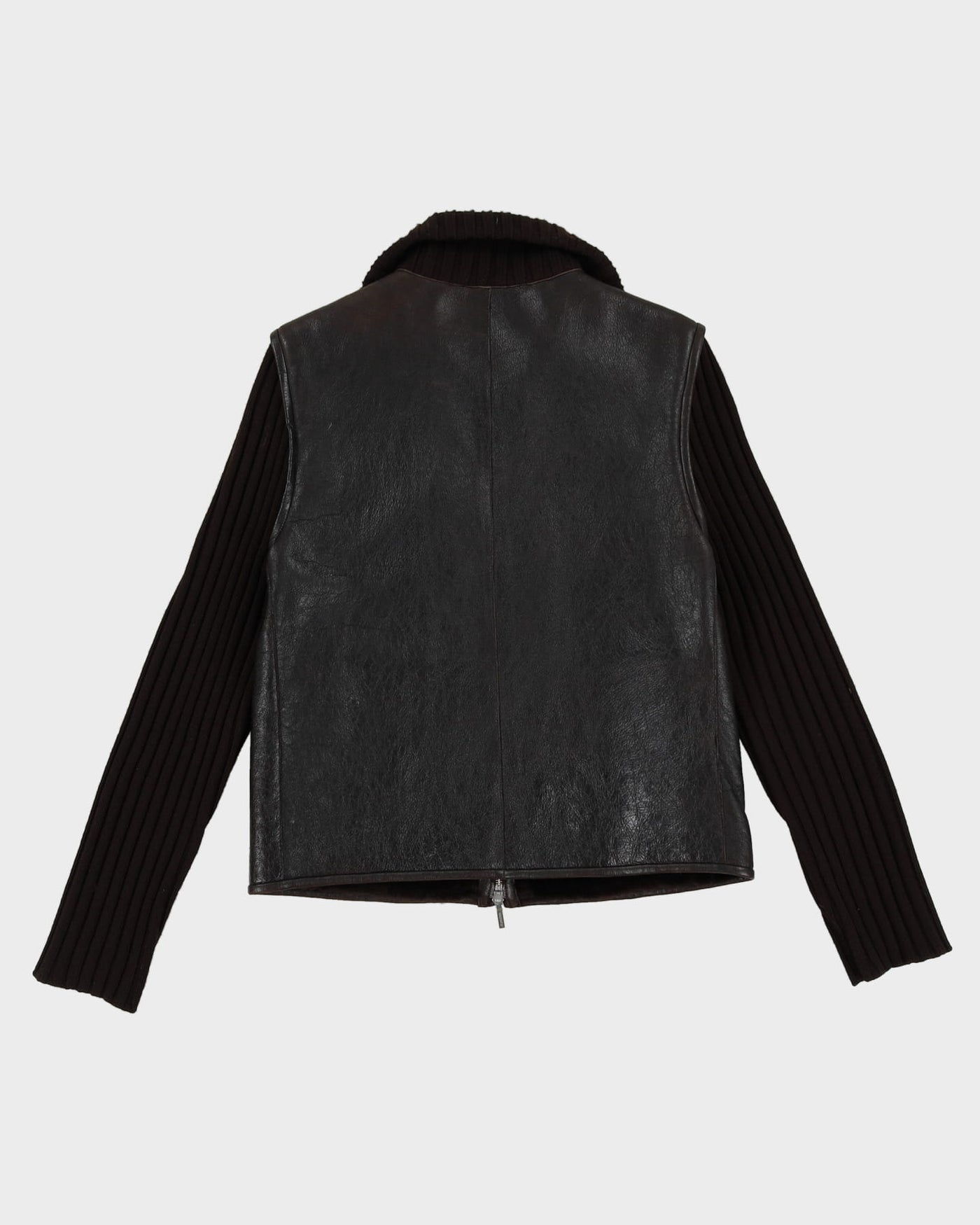 Jil Sander brown Leather And Wool Jacket - S