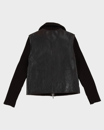 Jil Sander brown Leather And Wool Jacket - S