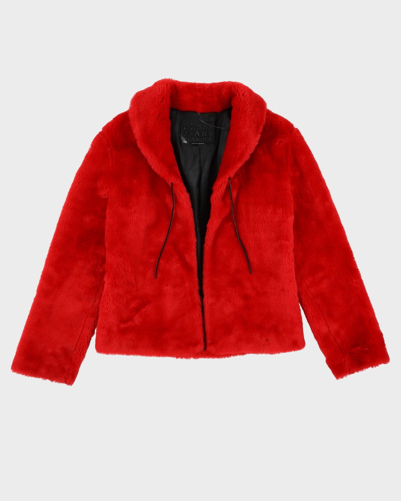 Guess Jeans Glamour Red Faux Fur Jacket - XS / S