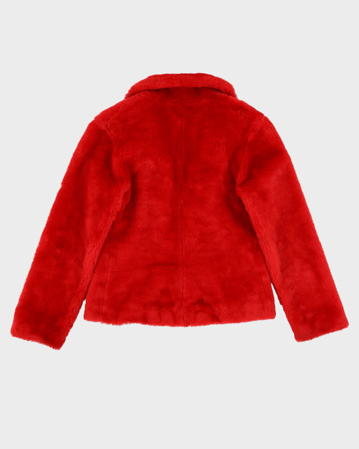 Guess Jeans Glamour Red Faux Fur Jacket - XS / S
