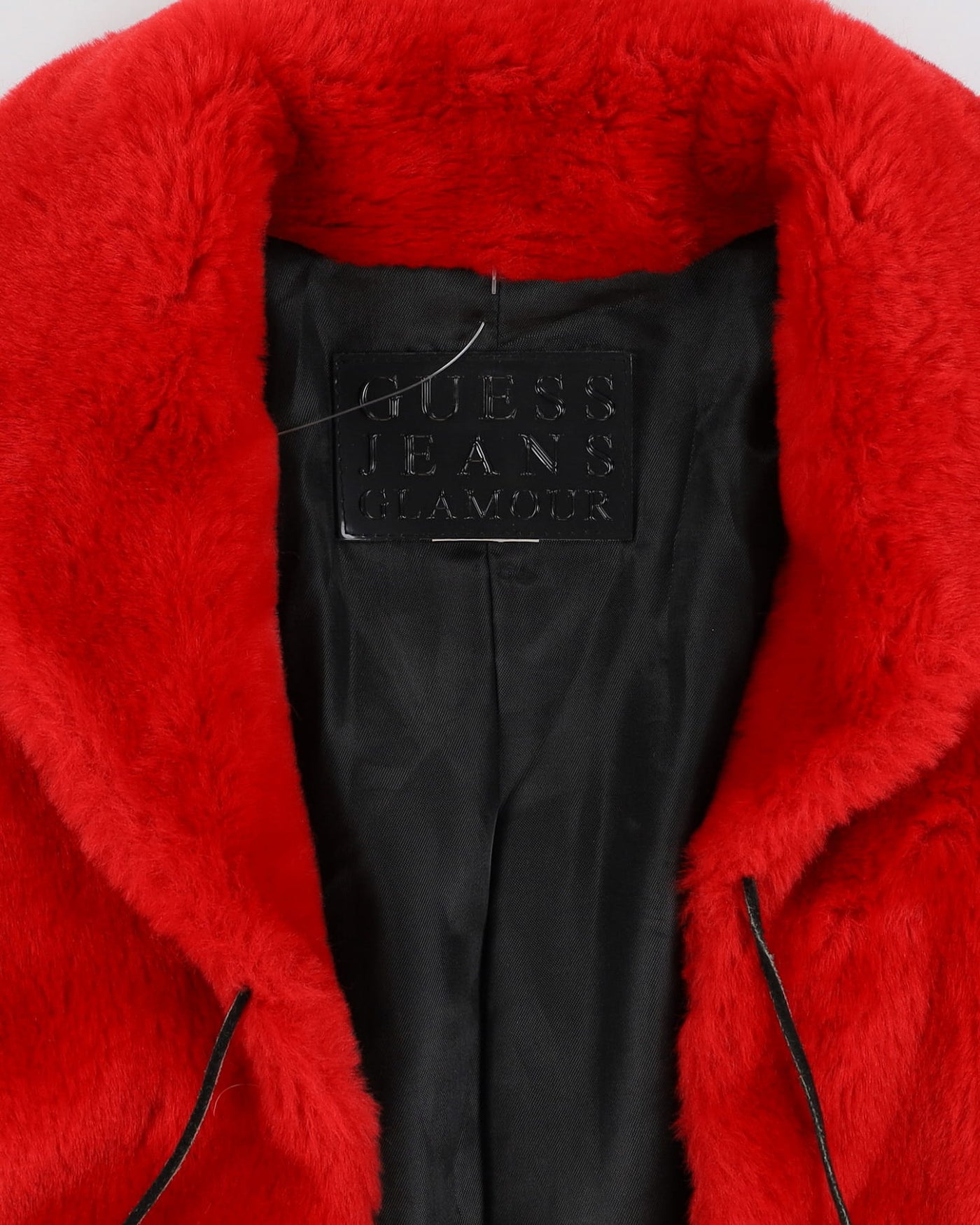 Guess Jeans Glamour Red Faux Fur Jacket - XS / S