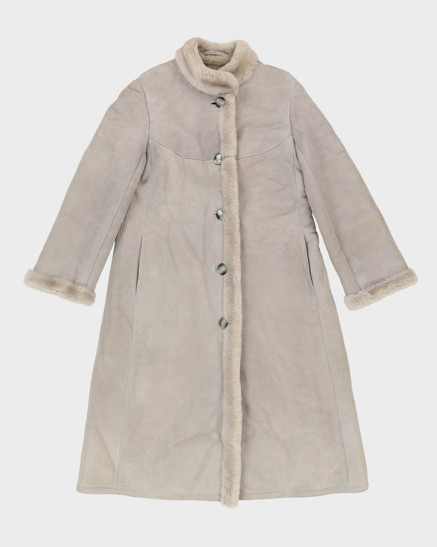 1980s Grey Sheepskin Fur-lined coat - S