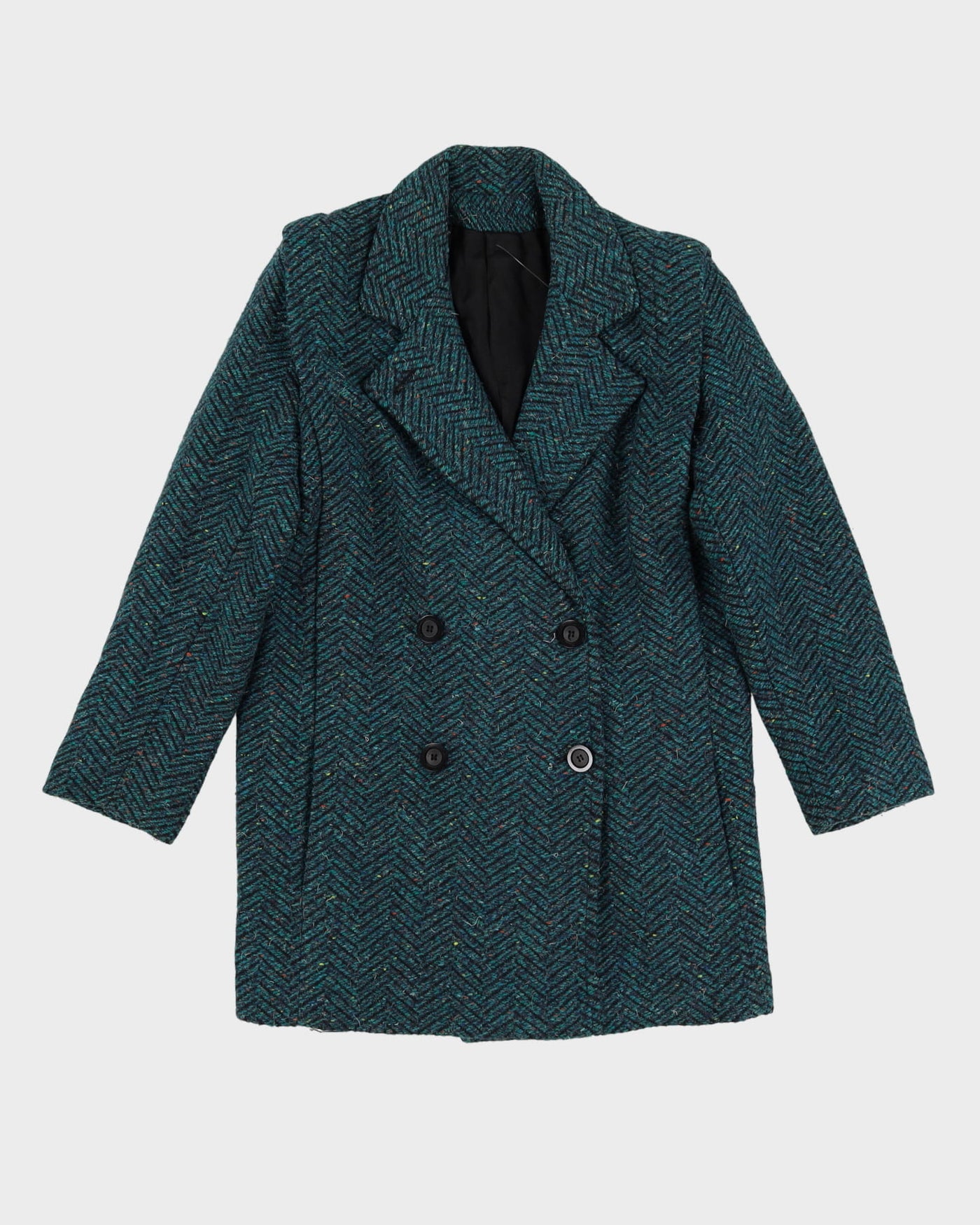 1990s Green Herringbone Wool Jacket - S