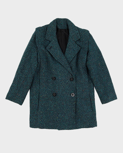 1990s Green Herringbone Wool Jacket - S