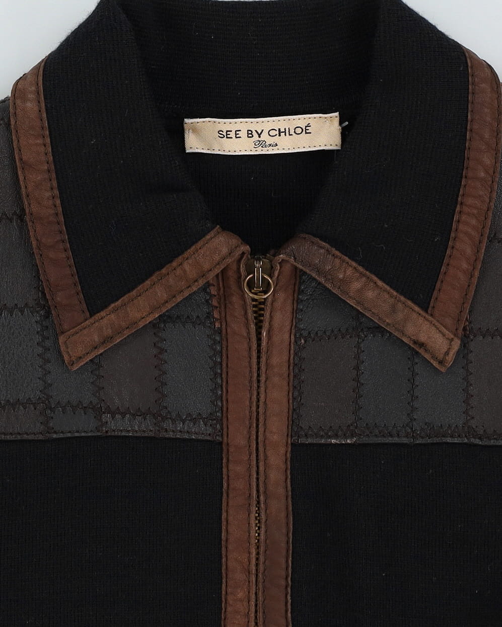 See By Chloe Black Knitted With Leather Details Jacket - XS