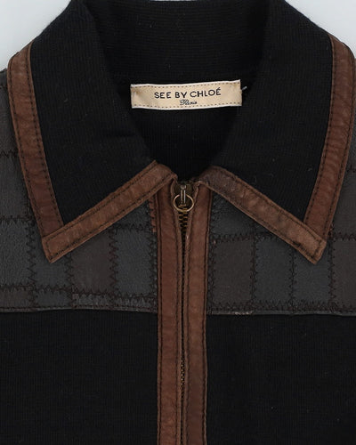 See By Chloe Black Knitted With Leather Details Jacket - XS