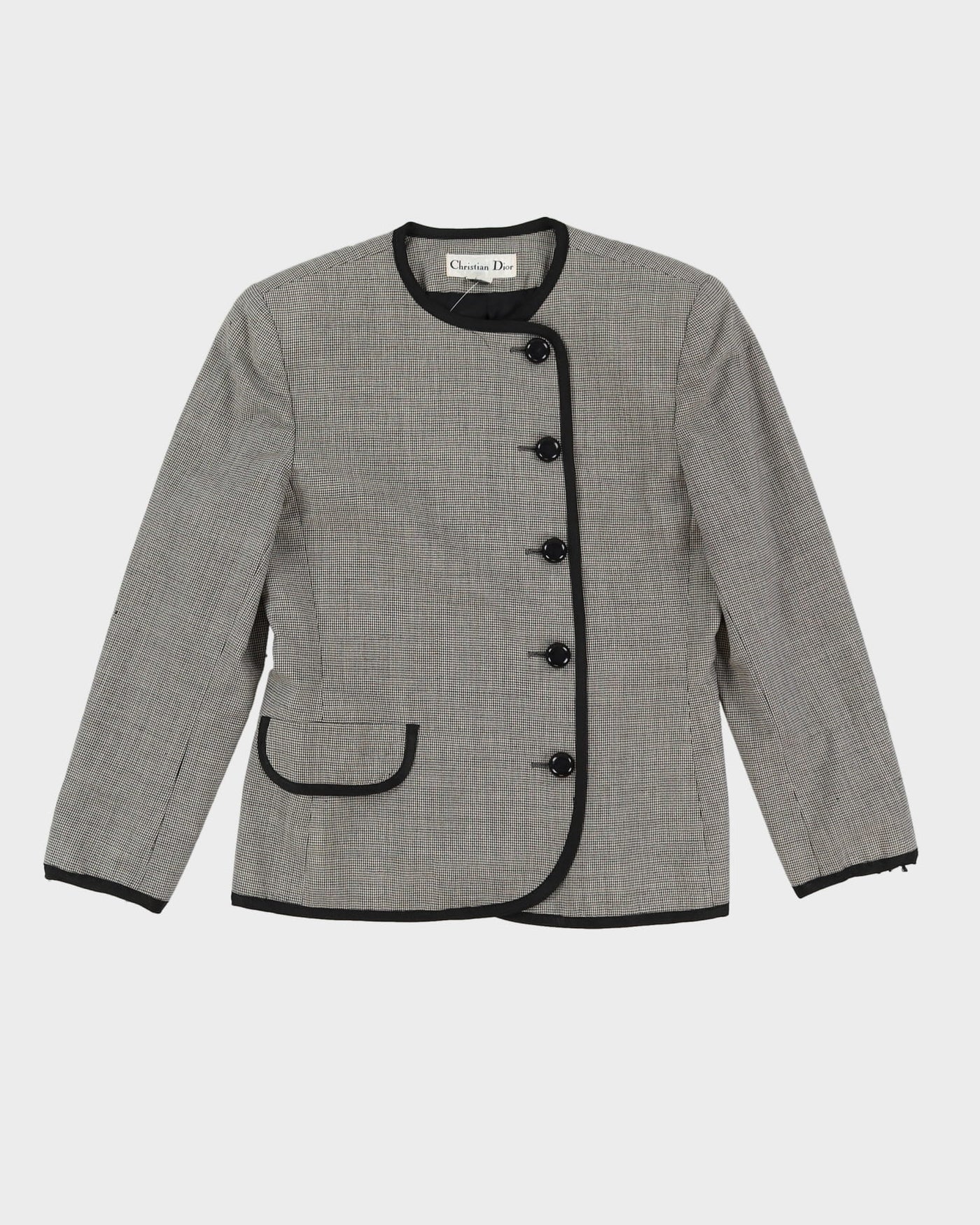 Christian Dior Black And White Dog Tooth Blazer Jacket - S