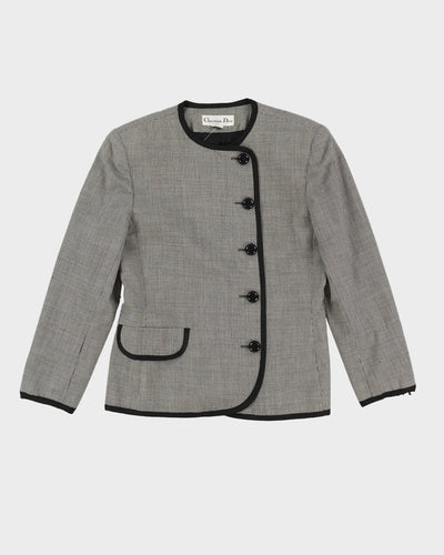 Christian Dior Black And White Dog Tooth Blazer Jacket - S