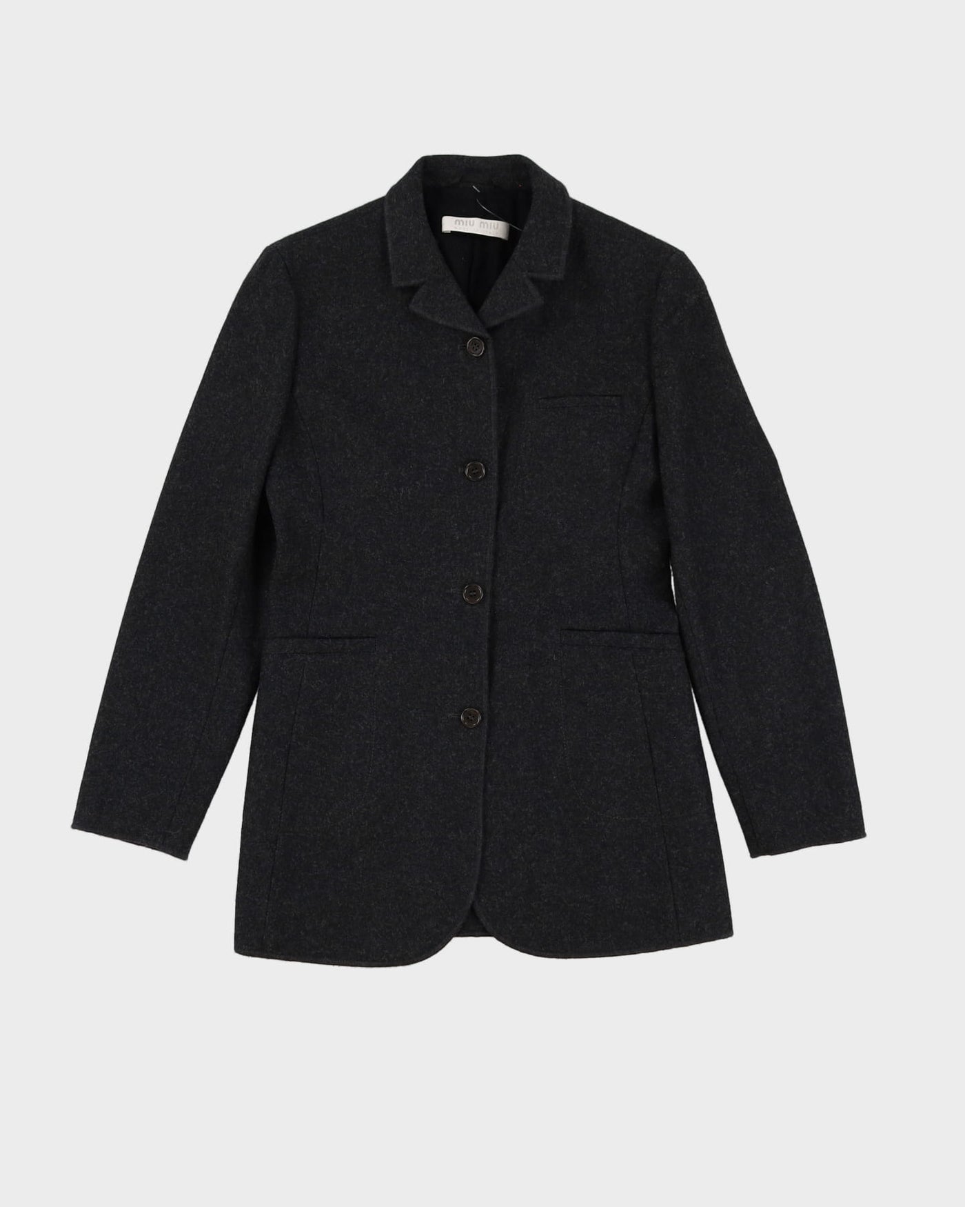 Miu Miu Grey Wool Tailored Blazer Jacket - XS