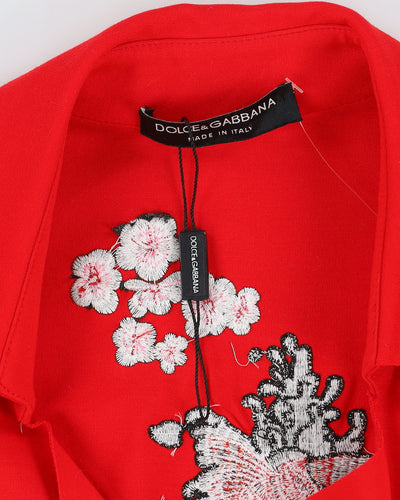 Dolce & Gabbana Red Koi Karp Embroidered Red jacket - S