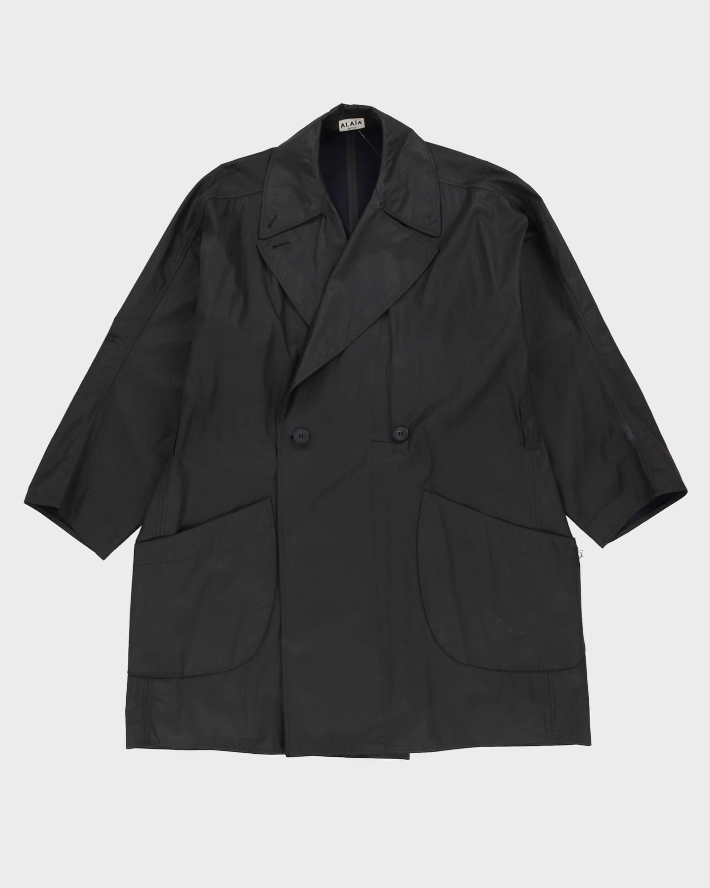 Alaia Paris Black Weatherproof Windbreaker Mac Jacket - XL