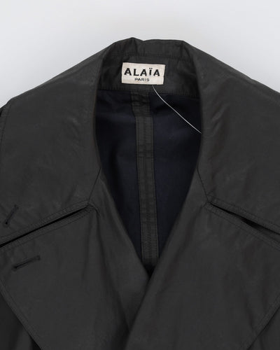Alaia Paris Black Weatherproof Windbreaker Mac Jacket - XL
