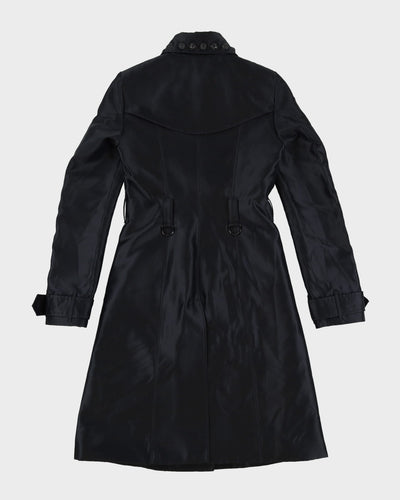 Burberry London Black Silk Blend Mac Style Coat - XXS