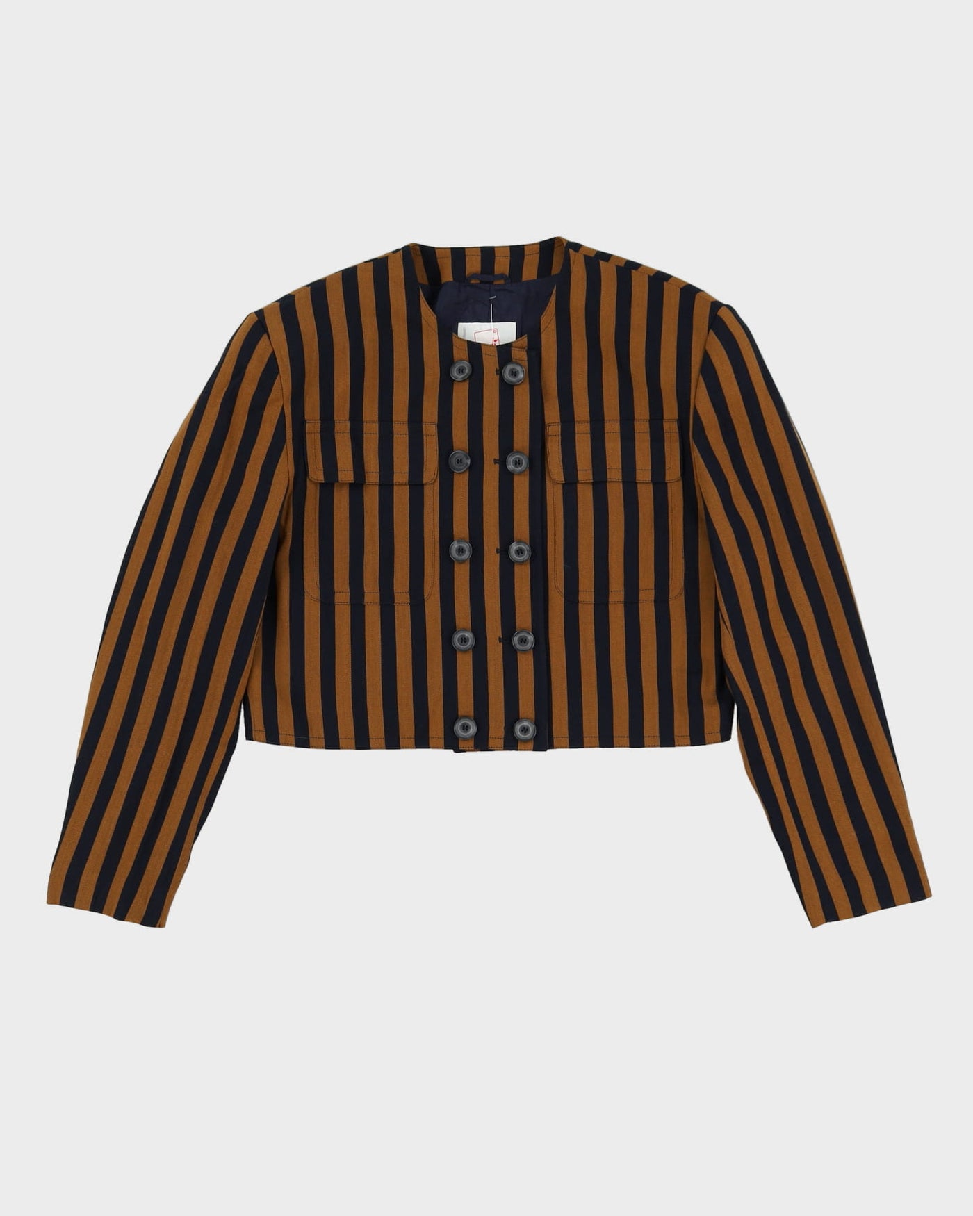 Mondi Navy And Brown Striped Blazer Jacket - M
