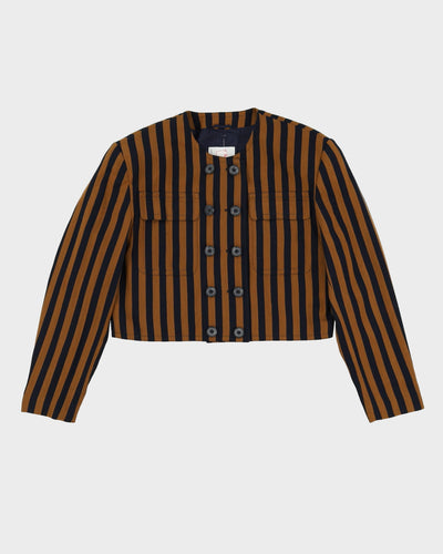 Mondi Navy And Brown Striped Blazer Jacket - M