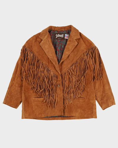 80s Schott Frilly Western Style Suede Jacket - XL