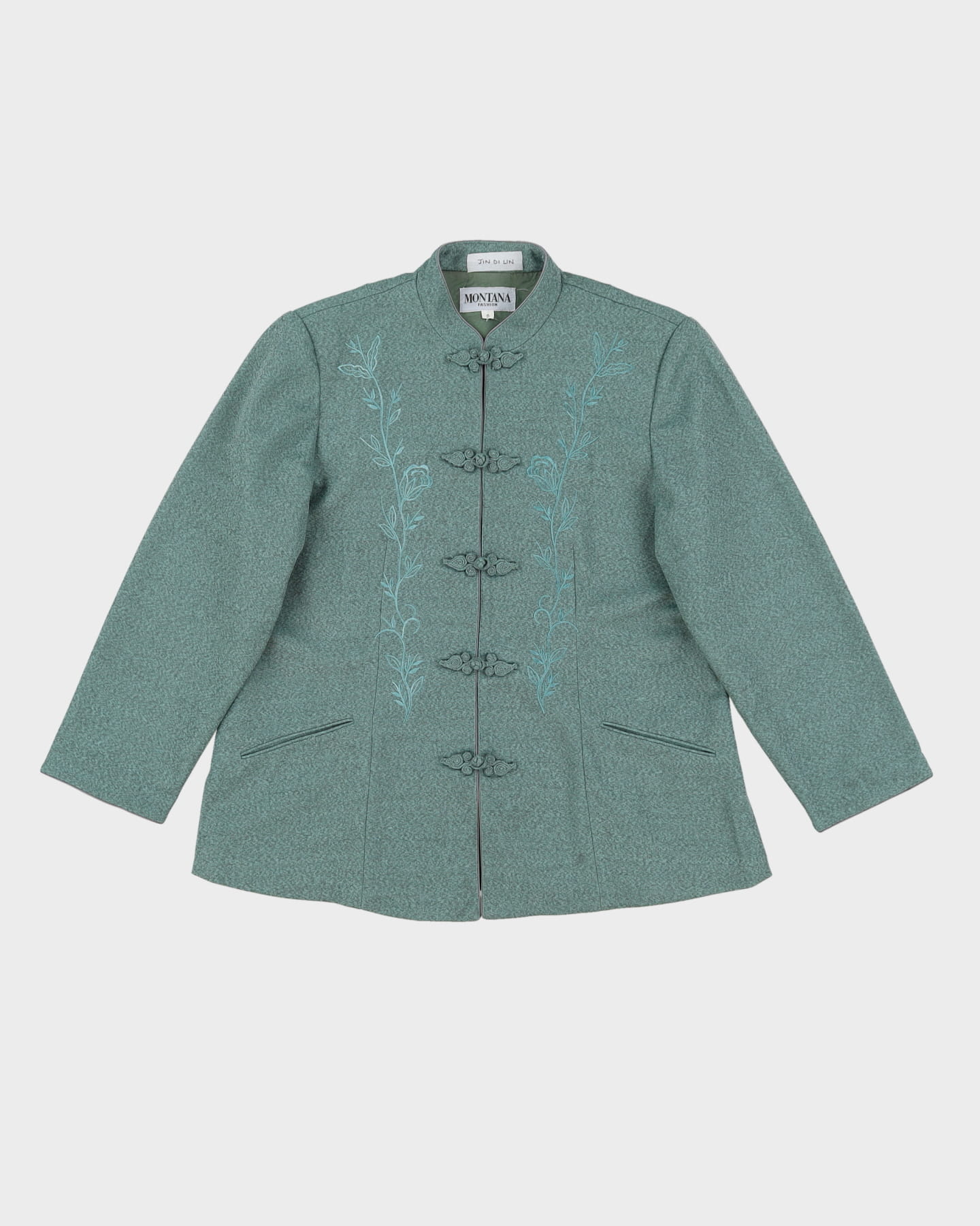 Green Embroidered Cheongsam Style Jacket - S