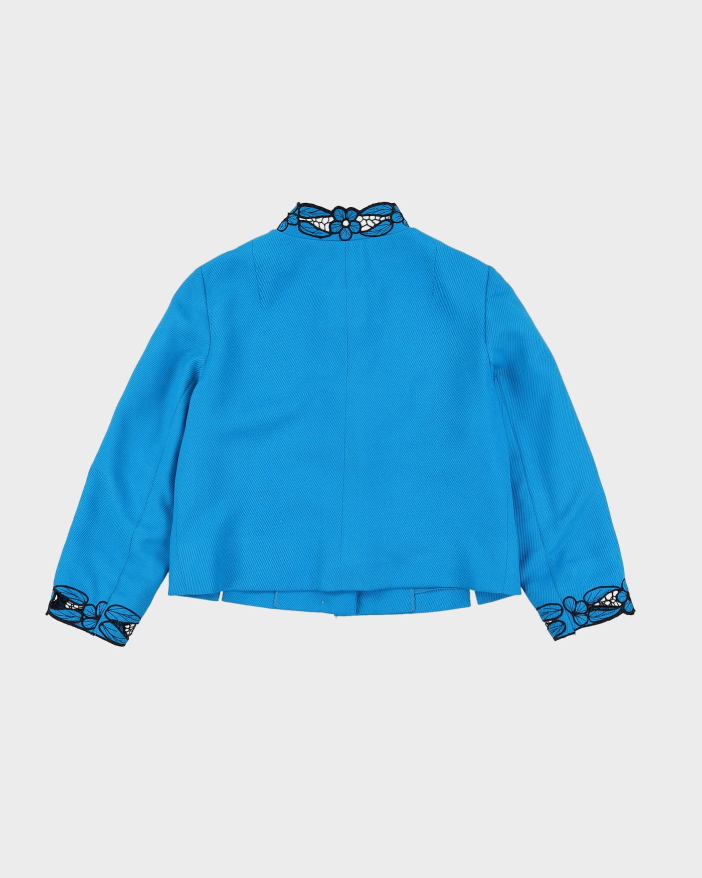 1980s Does The 60s Blue Lace Detailed Jacket - S
