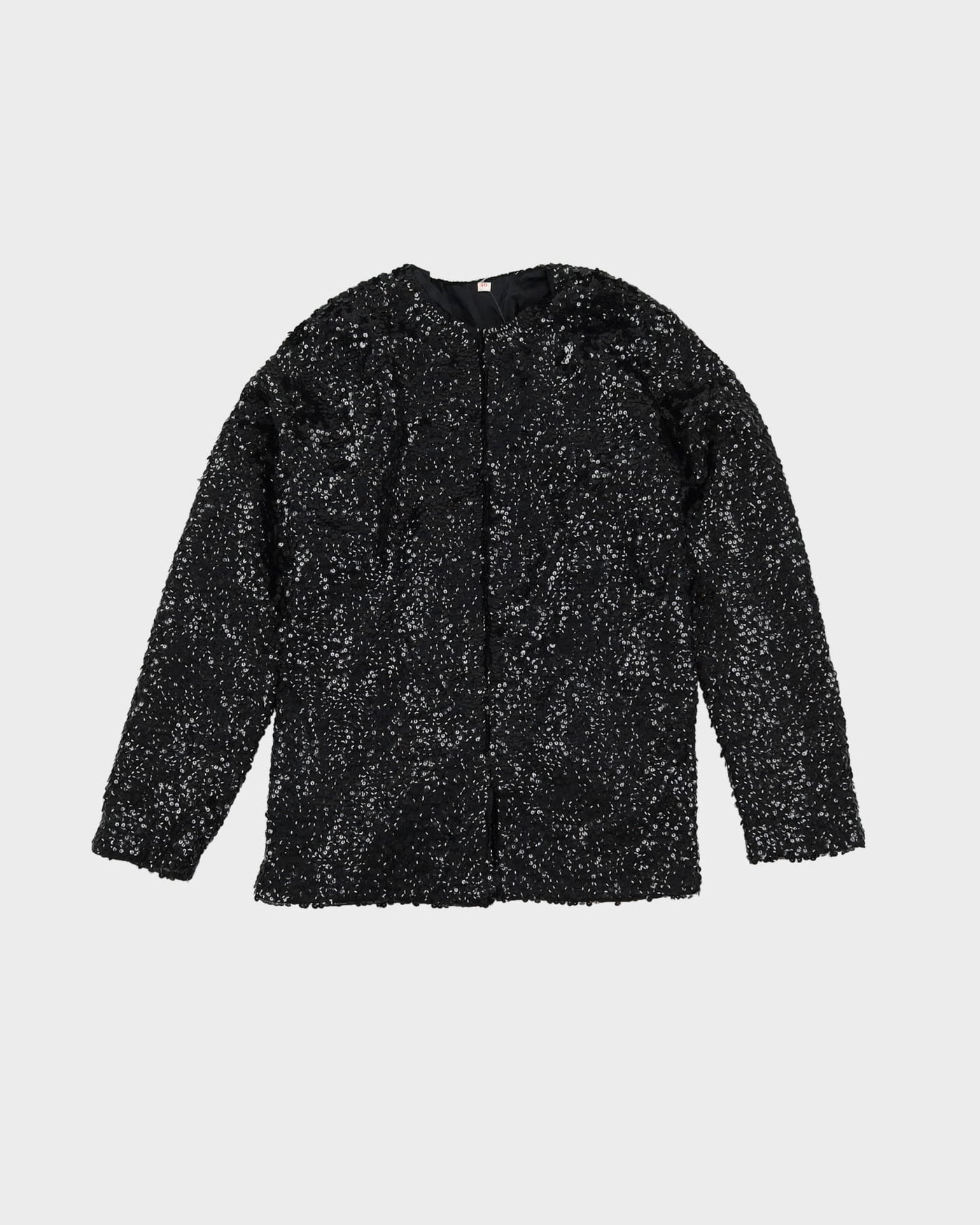 1980s Black Sequined Cardigan Style Jacket - S