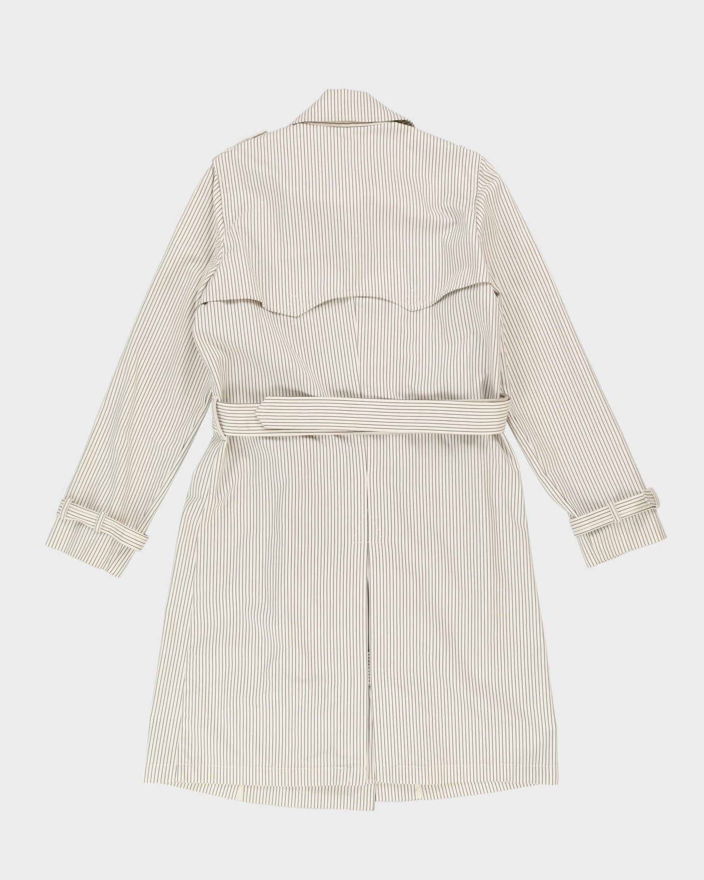 Lauren Ralph Lauren White Striped Raincoat Style Coat - M