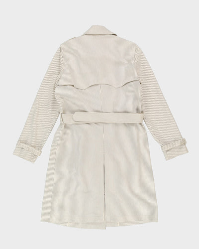 Lauren Ralph Lauren White Striped Raincoat Style Coat - M