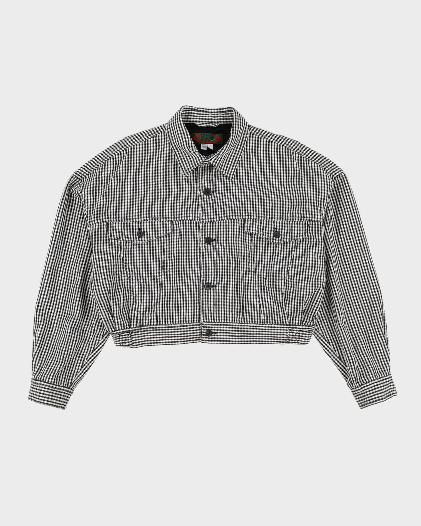 1990s Black And White Checked Bomber Style Jacket - L