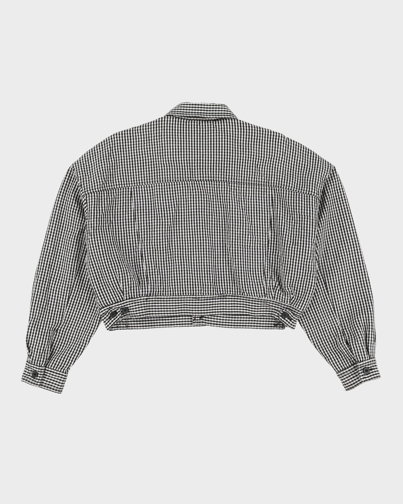 1990s Black And White Checked Bomber Style Jacket - L