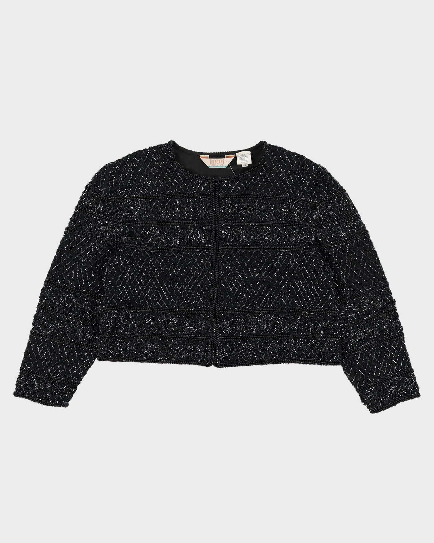 Black Beaded Evening Jacket - M